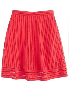 NWT J. Crew Striped Eyelet Skirt Bright Flame Size 2